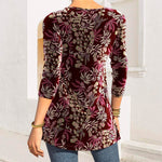Floral Print Split Neck Top