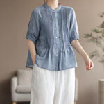 Classic Pleated Temperament Fine-Grained Commuter Shirt