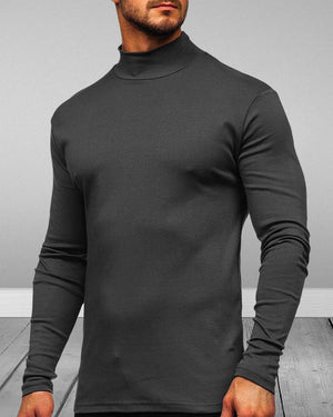 Men's Gray Cotton Turtleneck Sweaters