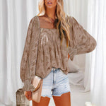Womens Long Sleeve Tops Square Neck