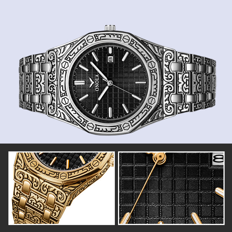 Vintage Engraved Men's Watch