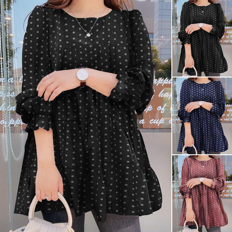 Polka Dot Print Long Sleeve Shirt T-Shirt