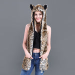 3 in 1 Furry Hooded Scarf with Paws and Ears