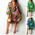 Modern Lapel Drawstring Shirt Dress