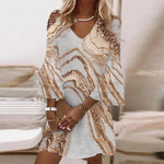 Casual Beach Marble Print Loose Dress