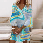 Casual Beach Marble Print Loose Dress