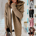 MID-LENGTH HOODED BATWING SLEEVE CARDIGAN