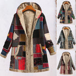 Cotton Linen Print Hooded Sweater Jacket