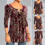 Floral Print Split Neck Top