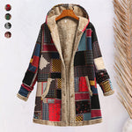 Cotton Linen Print Hooded Sweater Jacket