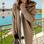 MID-LENGTH HOODED BATWING SLEEVE CARDIGAN