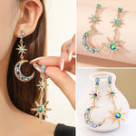 Asymmetric Star And Moon Earrings