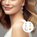 Asymmetric Star And Moon Earrings