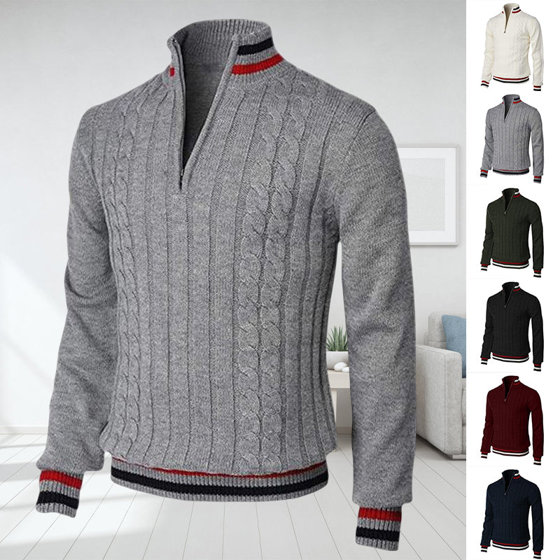 Color Block Turtleneck With Zip Closure