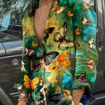 Men's Retro Butterfly Print Long-sleeved Shirt