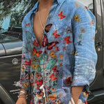 Men's Retro Butterfly Print Long-sleeved Shirt
