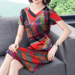 Mid-long Elegant Slimming Short Sleeve Stylish Dress