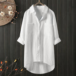 Solid Color Cotton And Linen Shirt