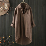 Solid Color Cotton And Linen Shirt