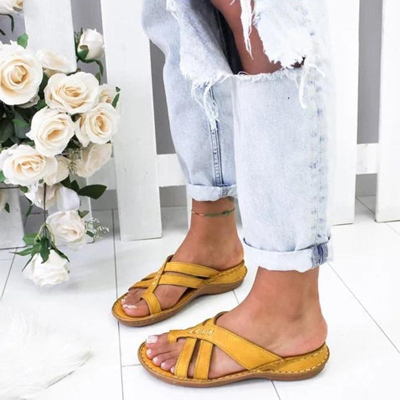 Women Thick Platform PU Leather Slippers