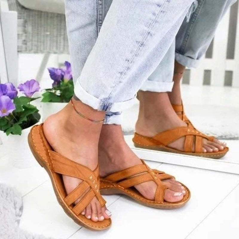 Women Thick Platform PU Leather Slippers