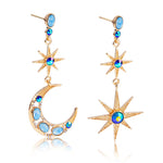 Asymmetric Star And Moon Earrings