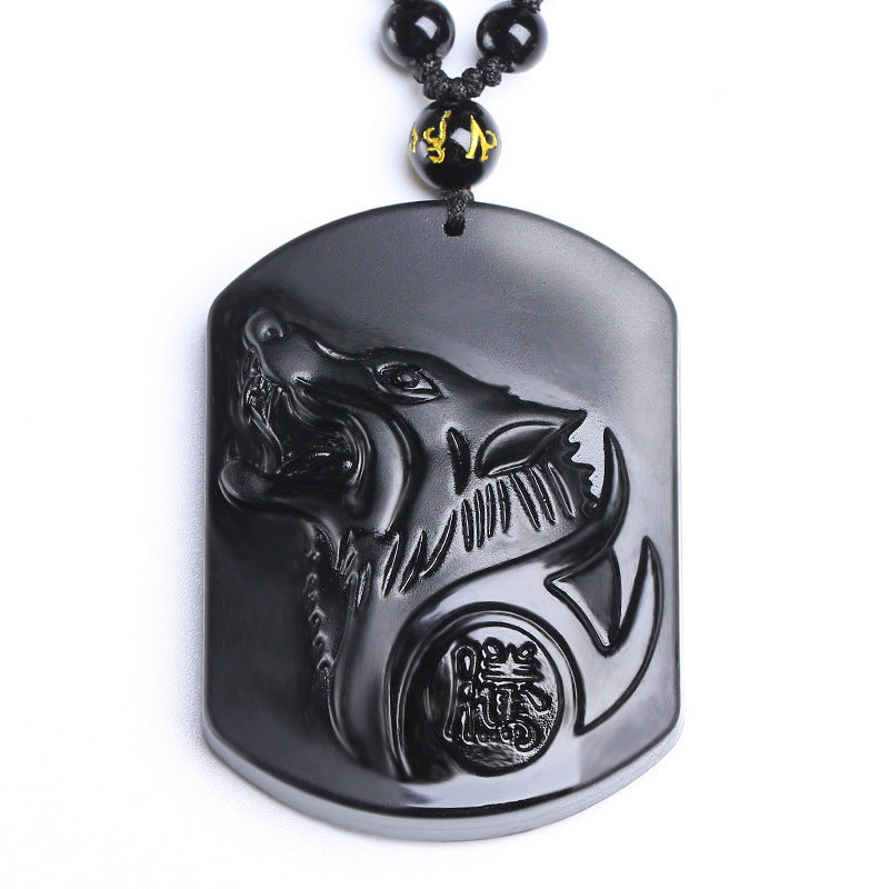 Save A Wolf Obsidian Necklace