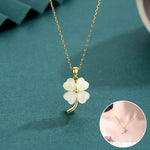 Heart-shaped Opal Lucky Four-leaf Clover Necklace