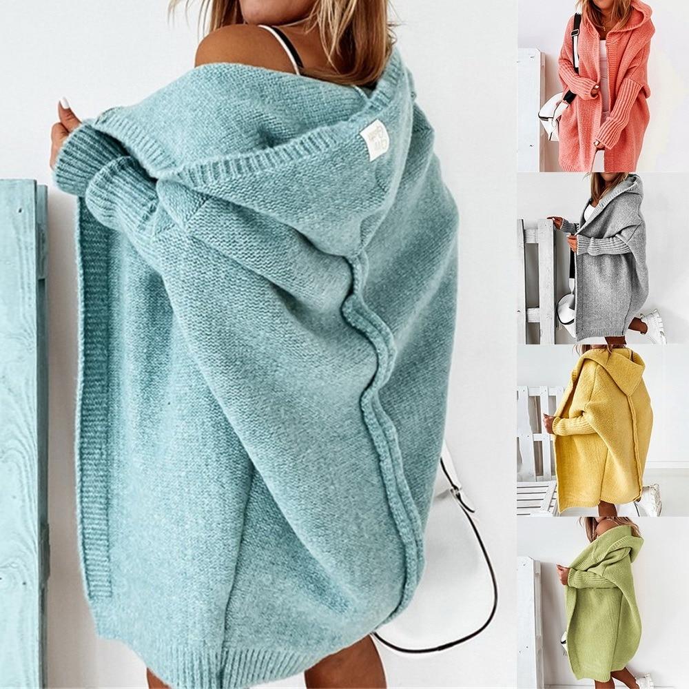 MID-LENGTH HOODED BATWING SLEEVE CARDIGAN