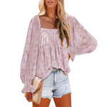 Womens Long Sleeve Tops Square Neck