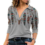 V Neck Vintage Print T-Shirt